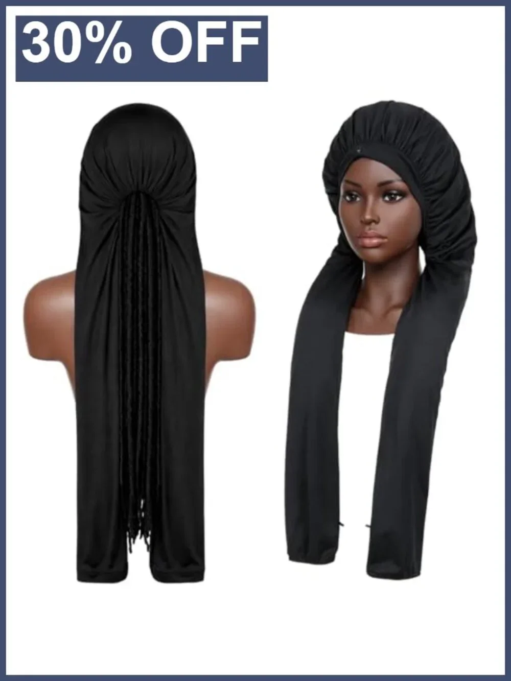 Long Braids Sleeping Bonnet for Women 2 in 1 UV Shield Polyester